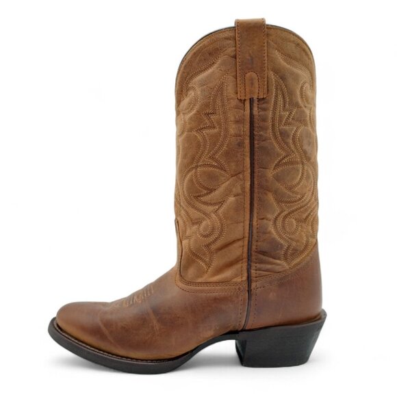 Laredo Maddie Women's Size 8.5 W Distressed Tan Embroidered R Toe Mid Calf Boots - Picture 5 of 16